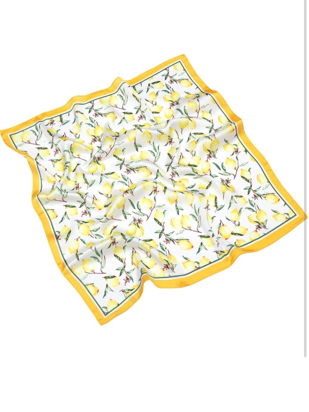 Yellow Lemon Print Satin Scarf Bandana 27 inch - Picture 2 of 7